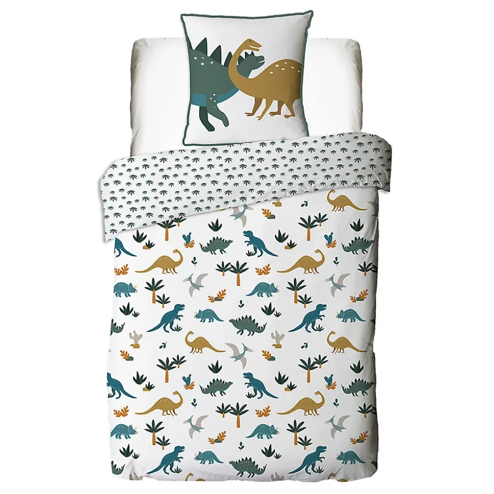 Parure de lit enfant en coton imprimé dinosaure 140x200cm