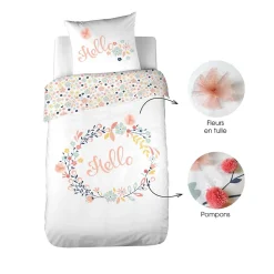 Parure de lit enfant Hello - 100% coton 57 fils/cm²