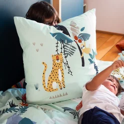 Parure de lit enfant JUNGLE MANIA 140x200 cm microfibre vert