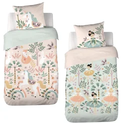 Parure de lit enfant Licorne - 140x200 cm + 1 taie - Coton 57 fils,cm² - 140x200cm - Rose