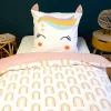 Parure de lit enfant Licorne avec oreilles rembourrées - 100% coton 57 fils/cm²