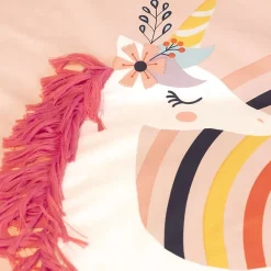 Parure de lit enfant Licorne avec oreilles rembourrées - 100% coton 57 fils/cm²