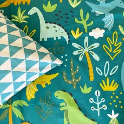 Parure de lit enfant réversible imprimé Dinosaure 140x200cm