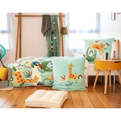 Parure de lit enfant Safari - 100% coton adouci 57 fils