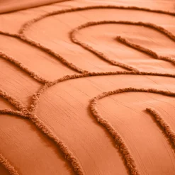 Parure de lit FAR- 240x220 cm - Coton lavé tufté - 52 fils,cm² - 220x240cm - Terre cuite