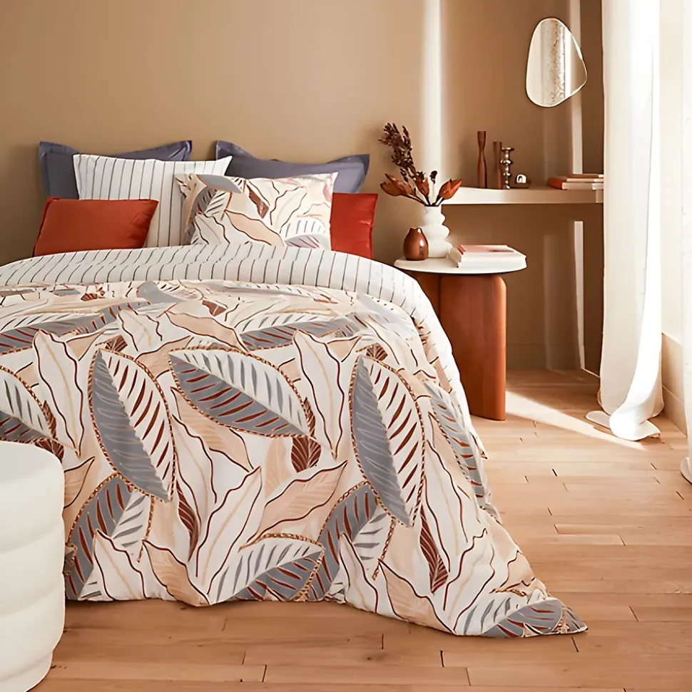 Parure de lit Feuilles graphique skyra