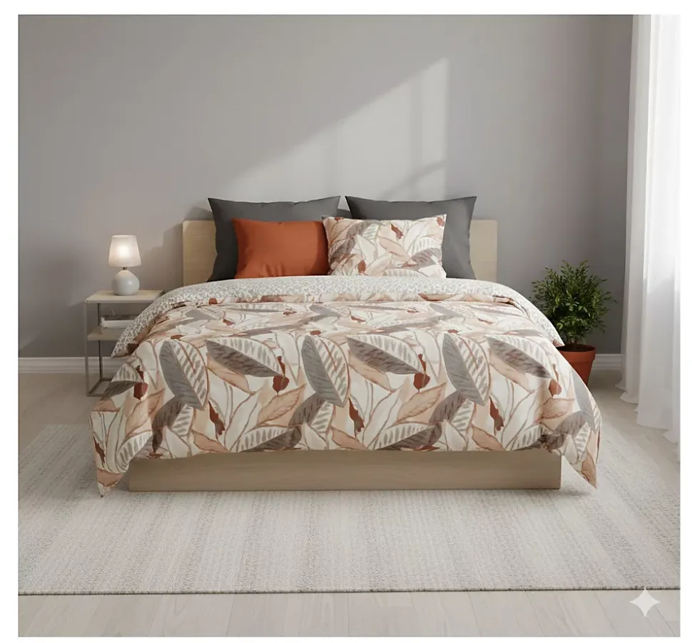 Parure de lit Feuilles graphique skyra