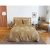 Parure de lit FEUILLU - 240x220 cm - Coton lavé tufté - 52 fils,cm² - Moutarde - 220x240cm - Moutarde