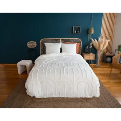 Parure de lit finition tufté - 100% coton lavé 52 fils/cm²