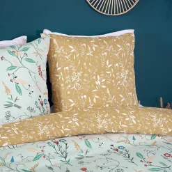 Parure de lit FLORISSANE 240x220 cm 100% polyester microfibre vert 3 pièces