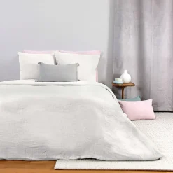 Parure de lit housse de couette avec taie d'oreiller 100% gaze de coton blanc taille 140x200 cm