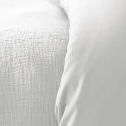 Parure de lit housse de couette avec taie d'oreiller 100% gaze de coton blanc taille 140x200 cm