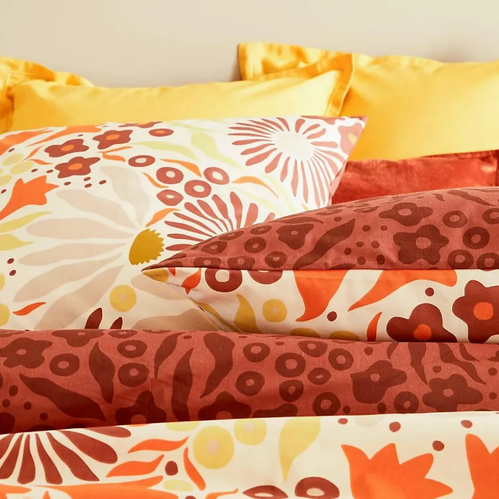 Parure de lit imprimée Daisie marron 240x220cm - Atmosphera