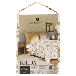 Parure de lit imprimée Kilda beige lin 260x240cm - Atmosphera