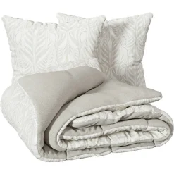 Parure de lit imprimée Nalh 240x220cm beige lin - Atmosphera