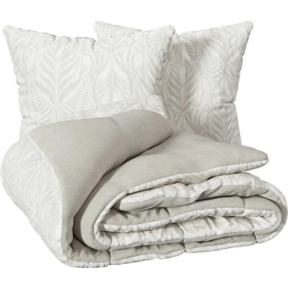 Parure de lit imprimée Nalh 240x220cm beige lin - Atmosphera