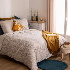 Parure de lit imprimée Nalh 240x220cm beige lin - Atmosphera