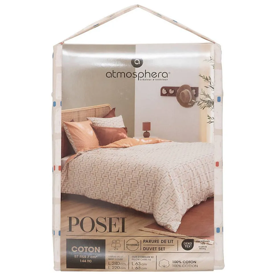 Parure de lit imprimée Posei lin 240x220cm - Atmosphera