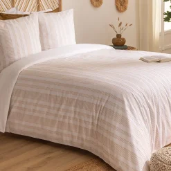 Parure de lit Isao coton blanc/jaune 240x220cm - Atmosphera