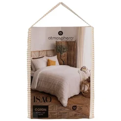 Parure de lit Isao coton blanc/jaune 240x220cm - Atmosphera