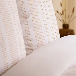 Parure de lit Isao coton blanc/jaune 260x240cm - Atmosphera