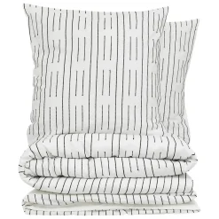 Parure de lit Kain coton blanc/noir 260x240cm - Atmosphera