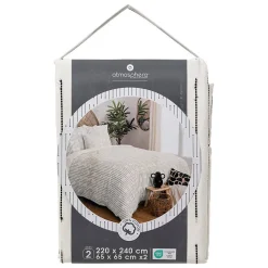 Parure de lit Kain coton blanc/noir 240x220cm - Atmosphera