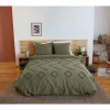 Parure de lit KAYL - 240x220 cm - Coton BCI lavé tufté - 52 fils,cm² - Kaki - 220x240cm - Vert kaki