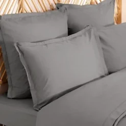 Parure de lit Landiha Percale gris 240x220cm - Atmosphera