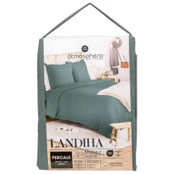 Parure de lit Landiha Percale vert jade 240x220cm - Atmosphera