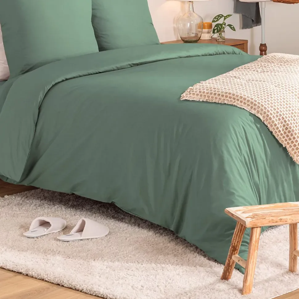 Parure de lit Landiha Percale vert jade 240x220cm - Atmosphera