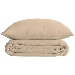 Parure de lit Landiha Percale beige lin 260x240cm - Atmosphera