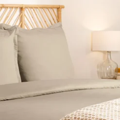 Parure de lit Landiha Percale beige lin 240x220cm - Atmosphera