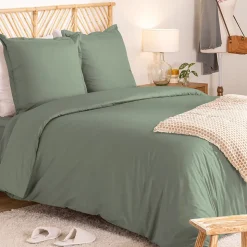 Parure de lit Landiha Percale vert jade 260x240cm - Atmosphera