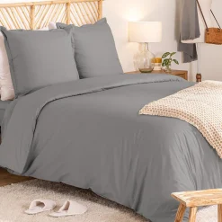 Parure de lit Landiha Percale gris 260x240cm - Atmosphera