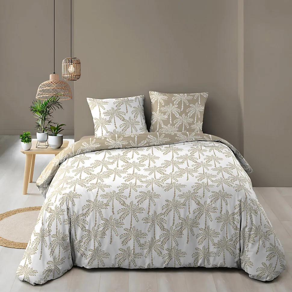 Parure de lit réversible 100% coton (240x220 cm - Naturel)