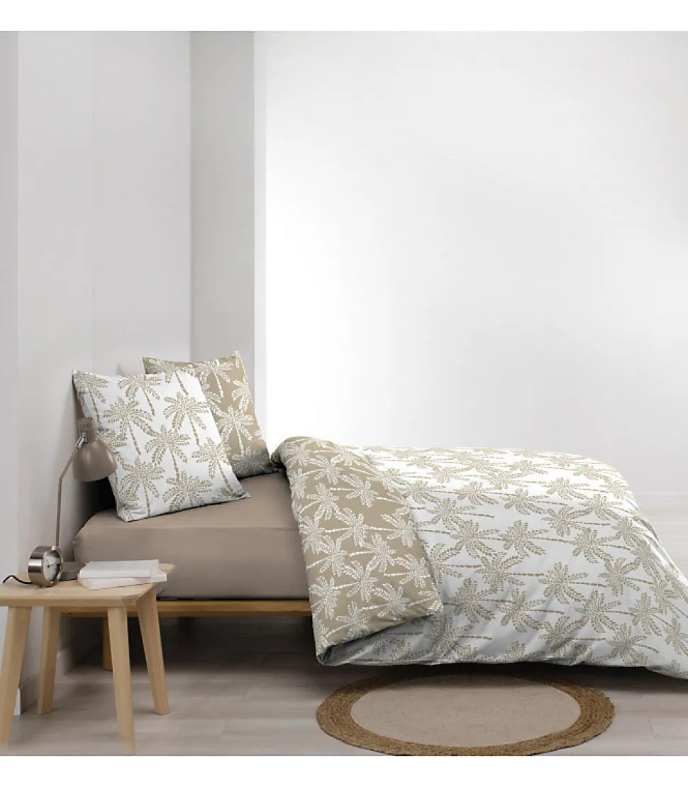 Parure de lit réversible 100% coton (240x220 cm - Naturel)