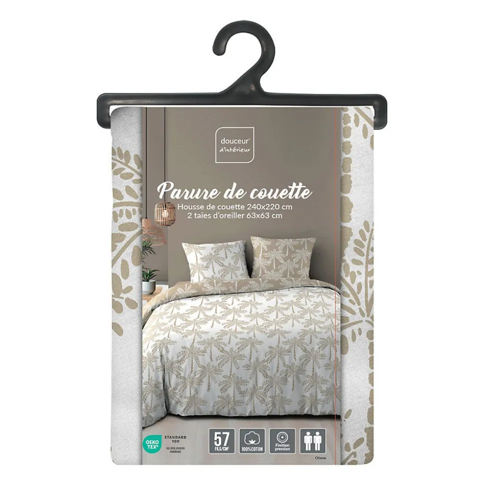 Parure de lit réversible 100% coton (240x220 cm - Naturel)