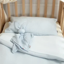 Parure de lit réversible gaze de coton & nid d'abeille