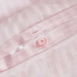 Parure de lit satin rayé en coton égyptien 330 fils violet, 260x220cm - HOMESCAPES