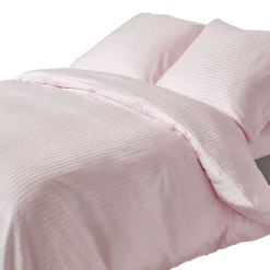 Parure de lit satin rayé en coton égyptien 330 fils violet, 155x220cm - HOMESCAPES