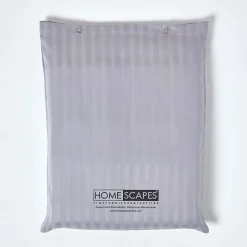 Parure de lit satin rayé en coton égyptien 330 fils gris, 200x200cm - HOMESCAPES