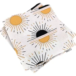 Parure de lit TERRAMEA 260x240 cm pur coton blanc motifs solaires 3 pièces