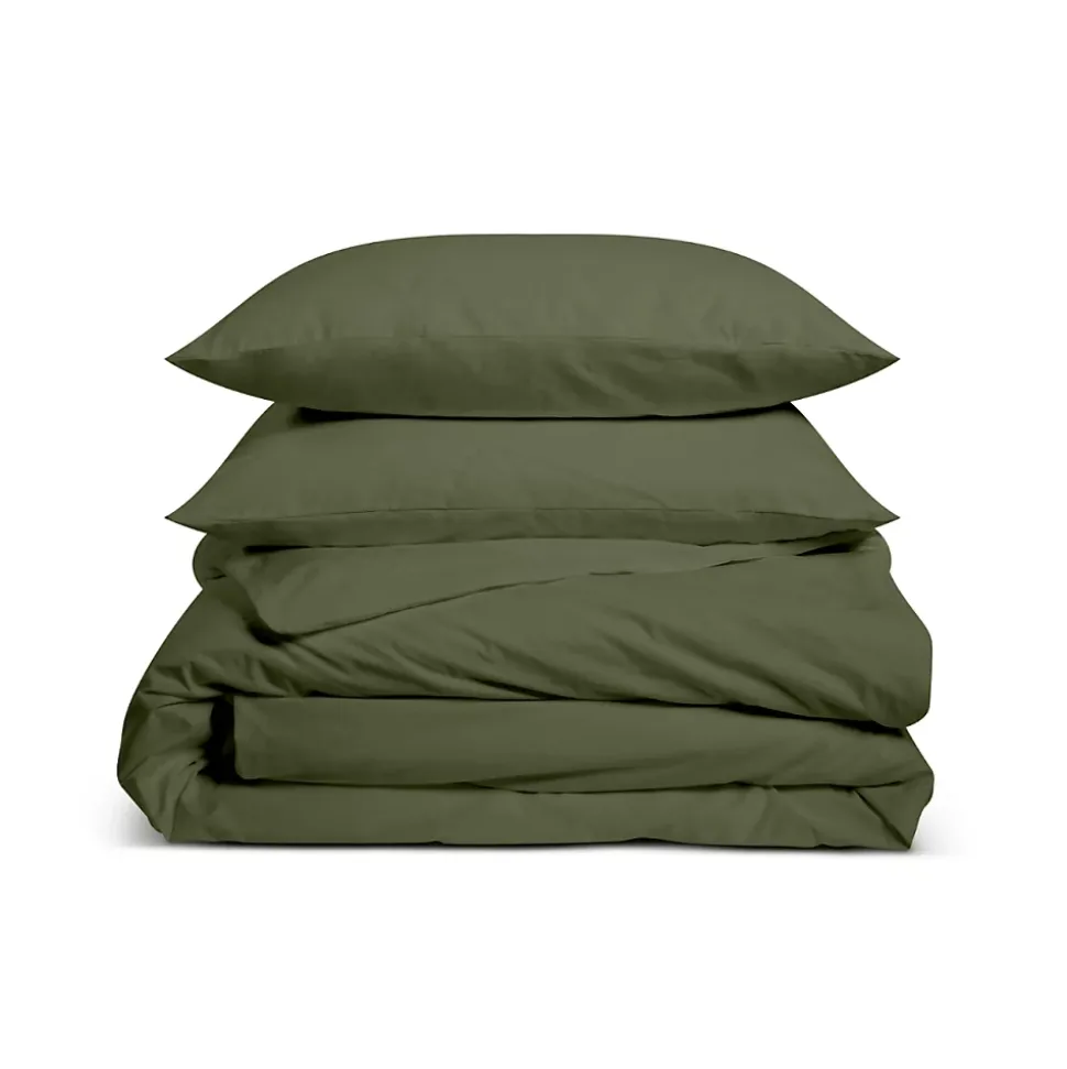 Parure de lit unie 2 personnes 220x240cm PERCALE KAKI