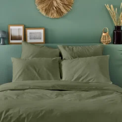 Parure de lit unie 2 personnes 220x240cm PERCALE KAKI
