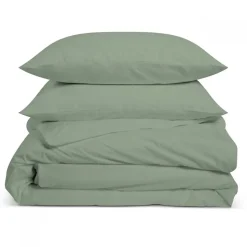 Parure de lit unie 2 personnes 240x260cm PERCALE SAUGE