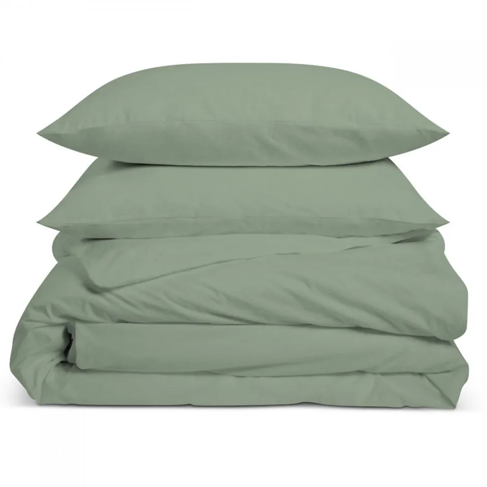 Parure de lit unie 2 personnes 240x260cm PERCALE SAUGE