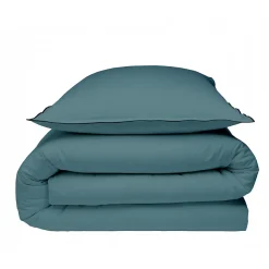 Parure de lit unie en coton finition bourdon 260x240cm