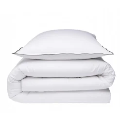 Parure de lit unie en coton finition bourdon 240x220cm