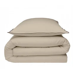 Parure de lit unie en coton finition bourdon 240x220cm